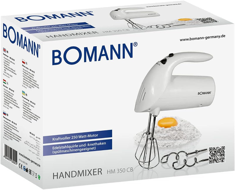 Bomann HM 350 CB Handmixer, Kraftvoller 250 Watt-Motor, 5 Geschwindigkeitsstufen, Auswurftaste, Edel