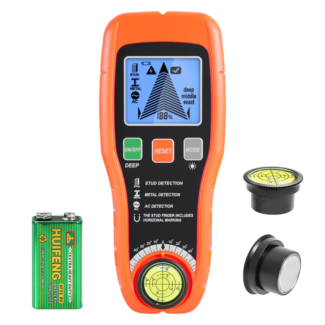 7-in-1 Leitungssuchgerät Leitungssucher Wandscanner mit 3 Holz-Modi, Metall,AC,Wasserwaage + Nail Fi