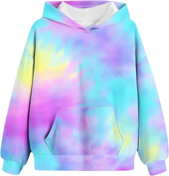 EMATOP Mädchen Batik Hoodie Freizeit Langarm Kapuzenpullover Winter Baumwolle Sweatshirt mit Kapuze