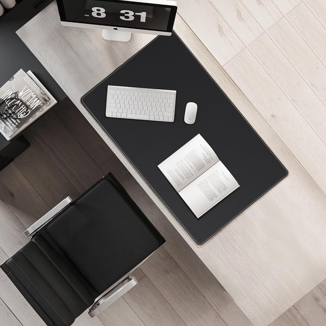 Mydours 80x50cm Premium Schreibtischunterlage, Grosse Schreibtischmatte aus Kork und PU Leder, Doppe