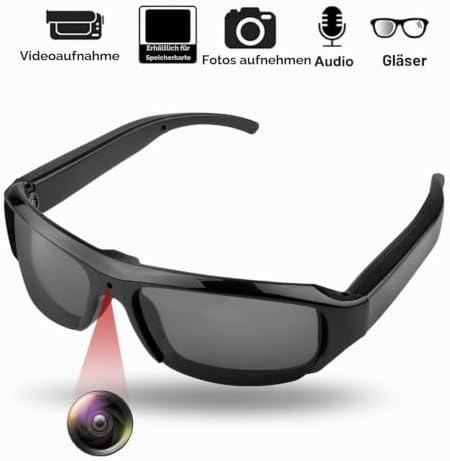 Kamera-Sonnenbrille, 1080P HD mit Anti-Shake- und Weitwinkelobjektiv-Sport-Action-Brille, für Radfah