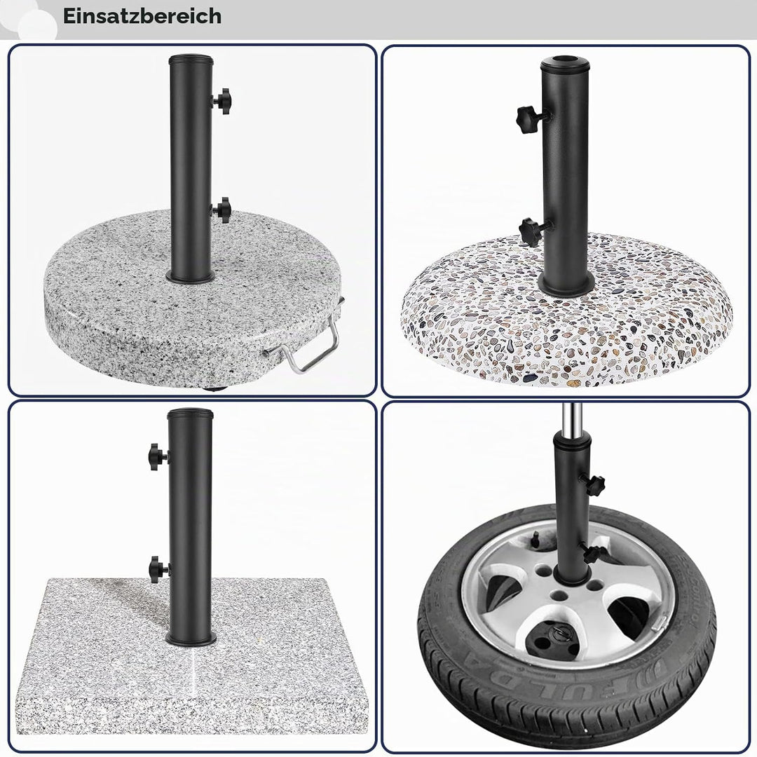 Garten Sonnenschirm Standrohre Geliefert, Universal SonnenschirmStandrohr mit 3 TLG Reduzierring(48/