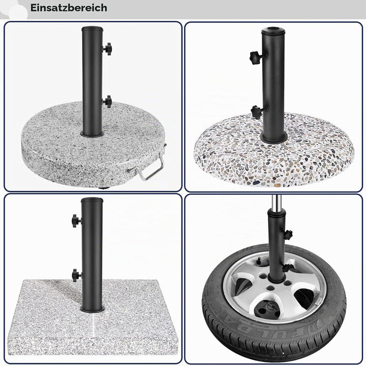 Garten Sonnenschirm Standrohre Geliefert, Universal SonnenschirmStandrohr mit 3 TLG Reduzierring(48/
