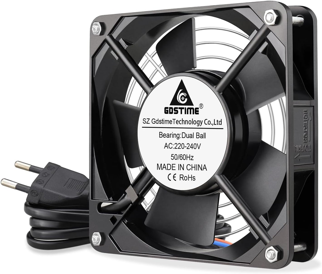 GDSTIME 120mm Lüfter 230V Lüfter 120 x 25mm 220V Lüfter Dual Kugellager AC 240V Bürstenlos Kühlung L