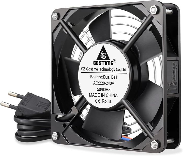 GDSTIME 120mm Lüfter 230V Lüfter 120 x 25mm 220V Lüfter Dual Kugellager AC 240V Bürstenlos Kühlung L