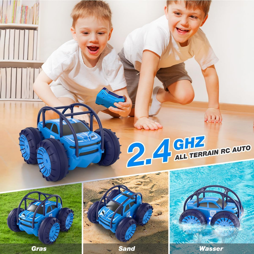 ifollower Direktladung Ferngesteuertes Auto, 15km/h 4WD Amphibienfahrzeug Stunt Auto, 2.4GHZ 360° Dr