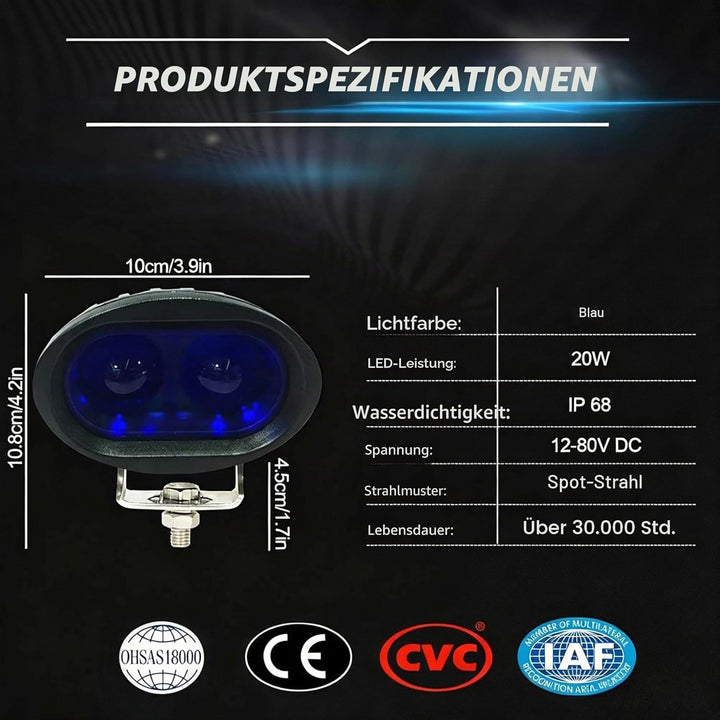 Dinfu 20W Led Blau Gabelstapler Licht Warenhaus Sicherheitswarnleuchte 12-80V … 1pcs, 1pcs