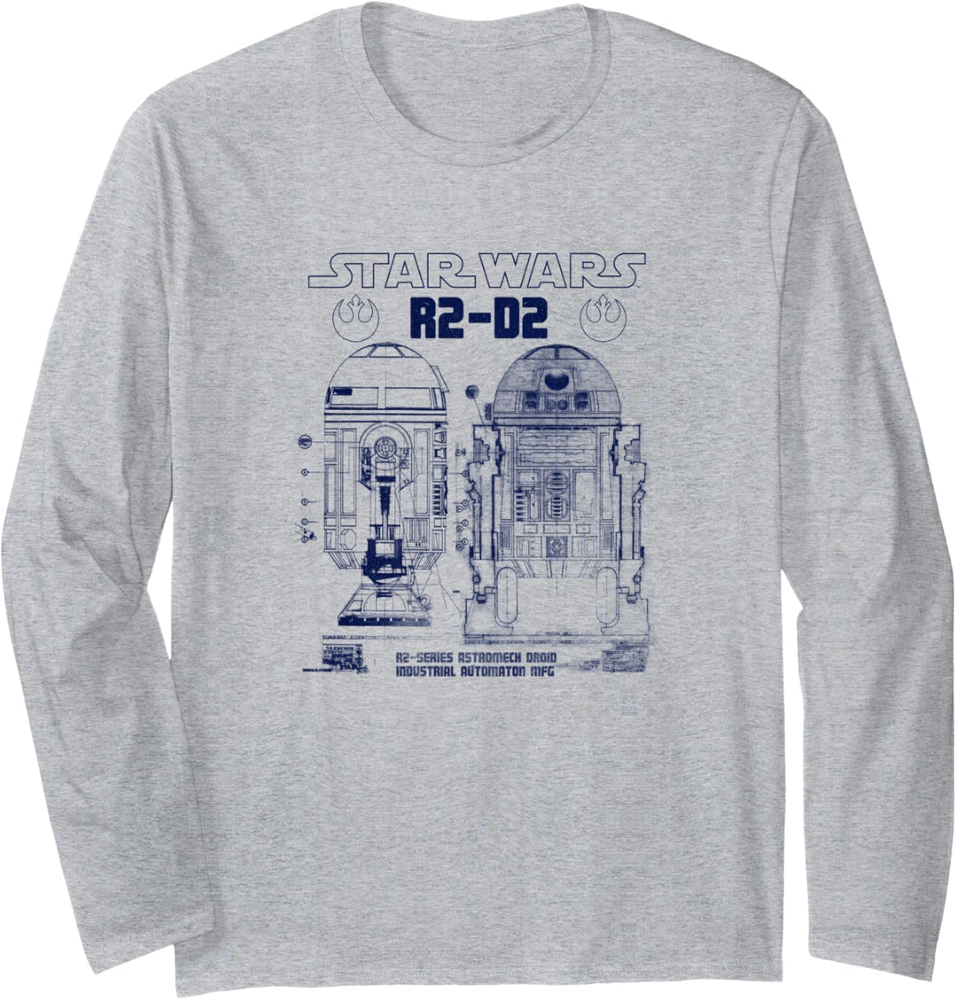 Star Wars R2-D2 Astromech Droid Blue Print Schematic Langarmshirt