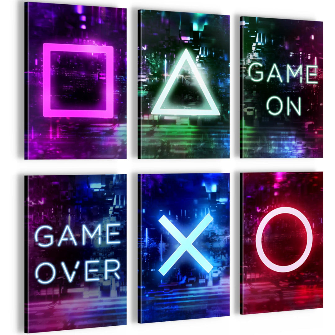 Novart Wandbilder Set - KOMPLETT AUFHÄNGFERTIG - Made in Germany - Moderne Bilder Spielkonsole Gamer