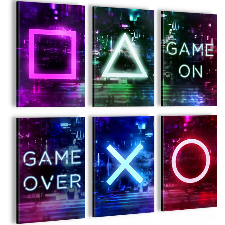 Novart Wandbilder Set - KOMPLETT AUFHÄNGFERTIG - Made in Germany - Moderne Bilder Spielkonsole Gamer
