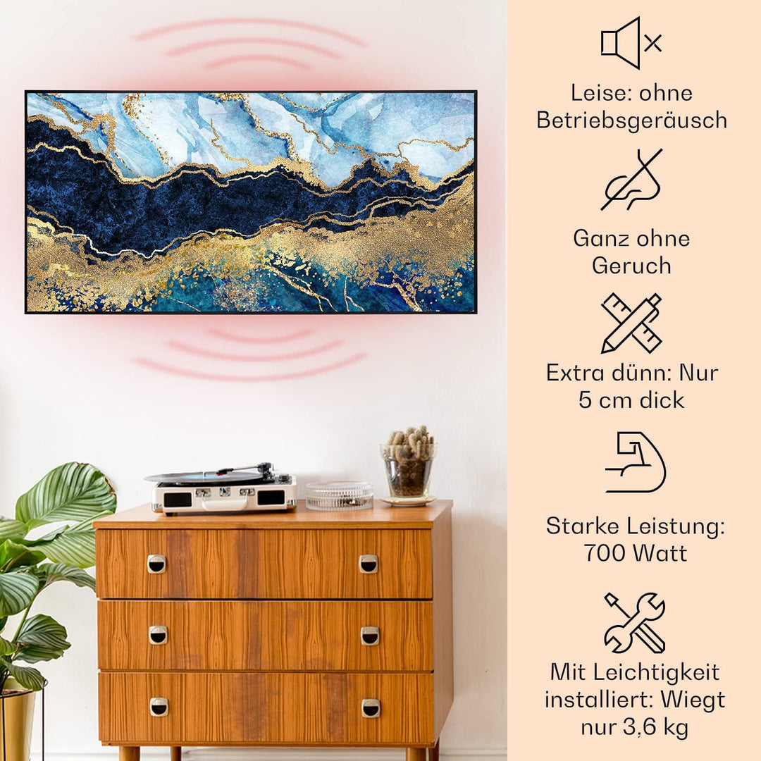 Klarstein Infrarotheizung mit Thermostat, 700W Elektroheizung, Smart Home Bild-Infrarotheizung zur W