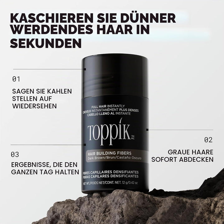 Toppik Haarfasern, Mittelbraun, natürlich gewonnene Fasern aus Keratin für voller aussehendes Haar 2