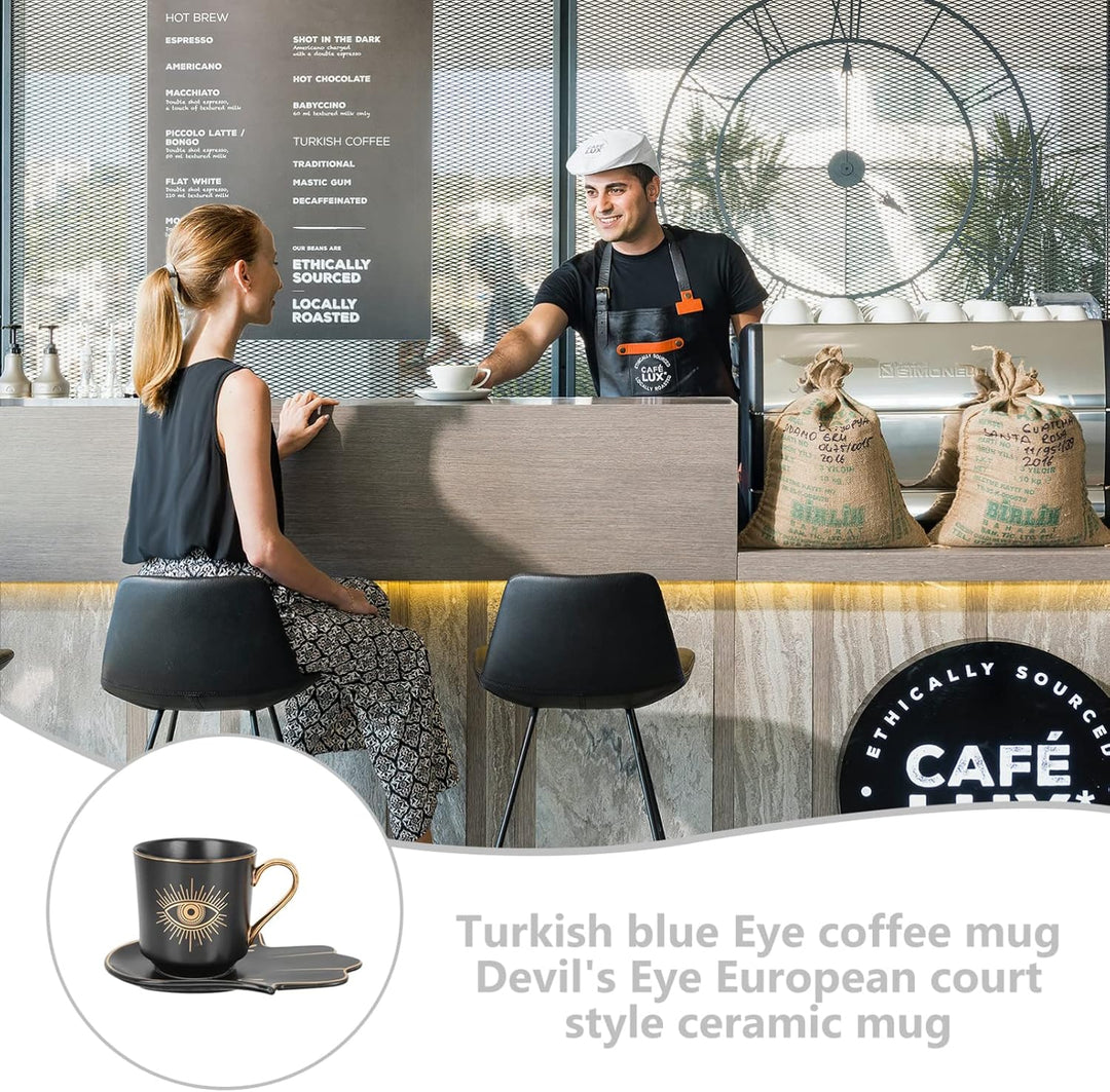 Cabilock Keramiktasse Teetasse Evil Eye Kaffeetasse Set Espresso Tasse Kaffeetasse Türkische Amulett