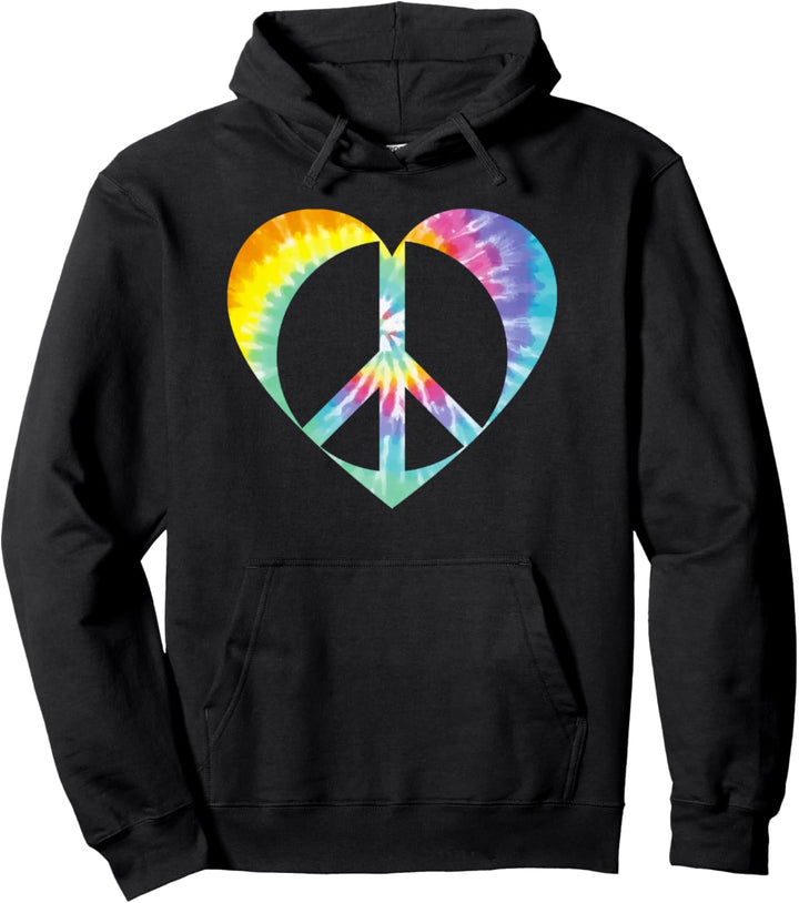 Batik-Herz Peace-Zeichen Pullover Hoodie