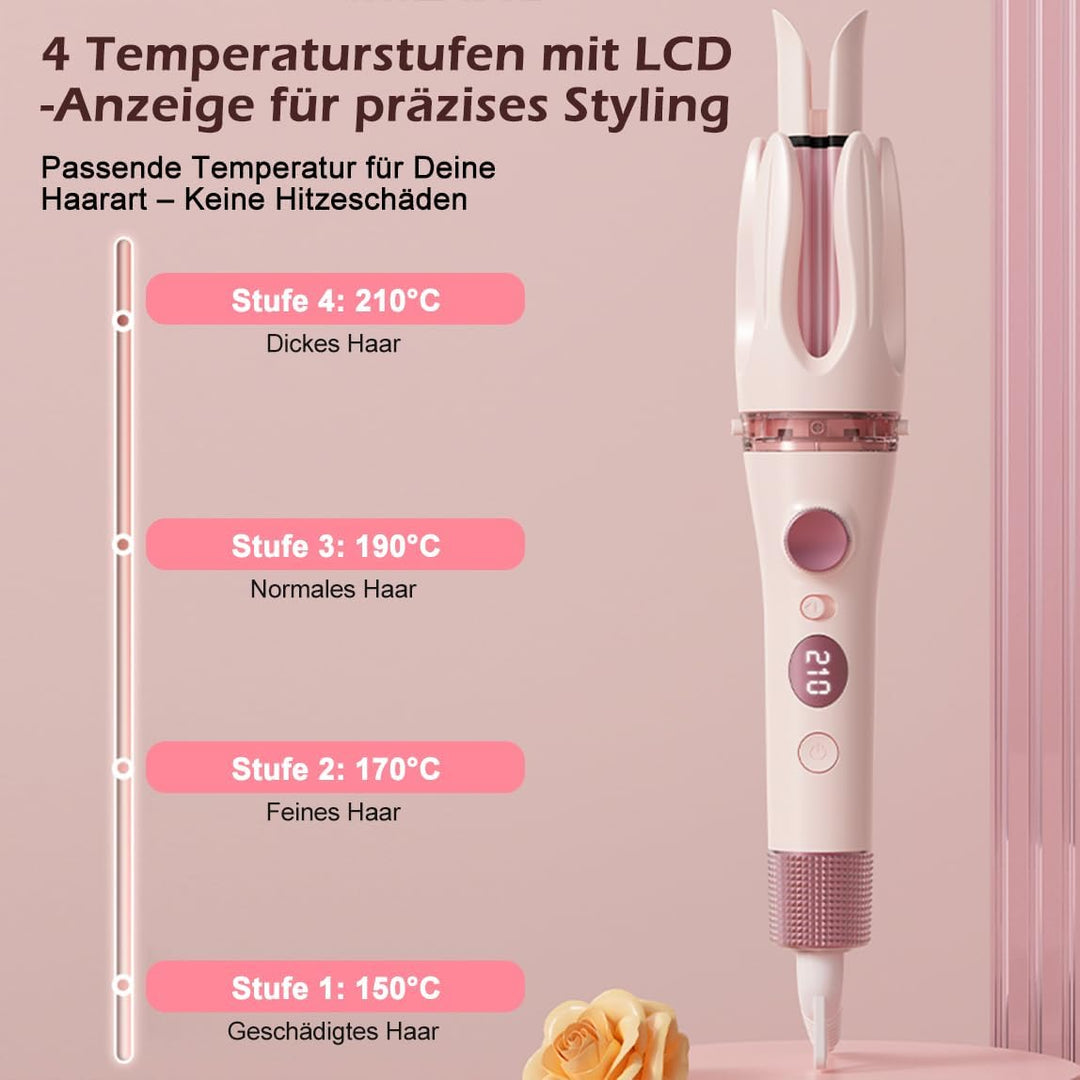 3-in-1 Automatischer Lockenstab (28/32mm Lockenwickler&Glättbürste)–2-Wege-Rotation/Schlitz (Anti-Ve