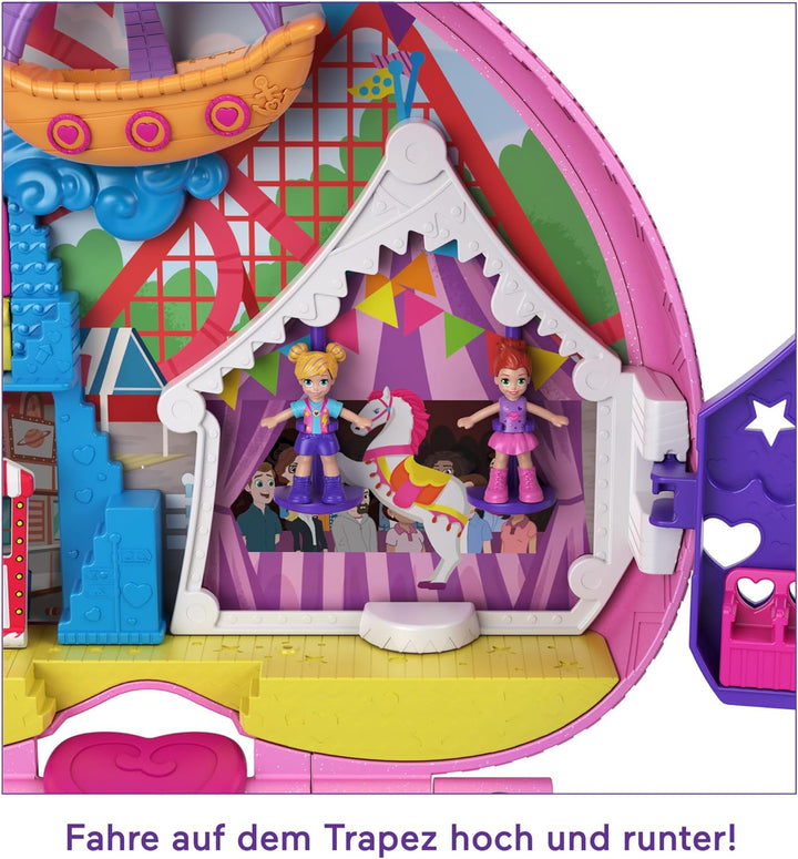 Polly Pocket, Freizeitpark Rucksack, mit verstellbaren Trägern, 2 kleinen Puppen, einem Eiswagen und