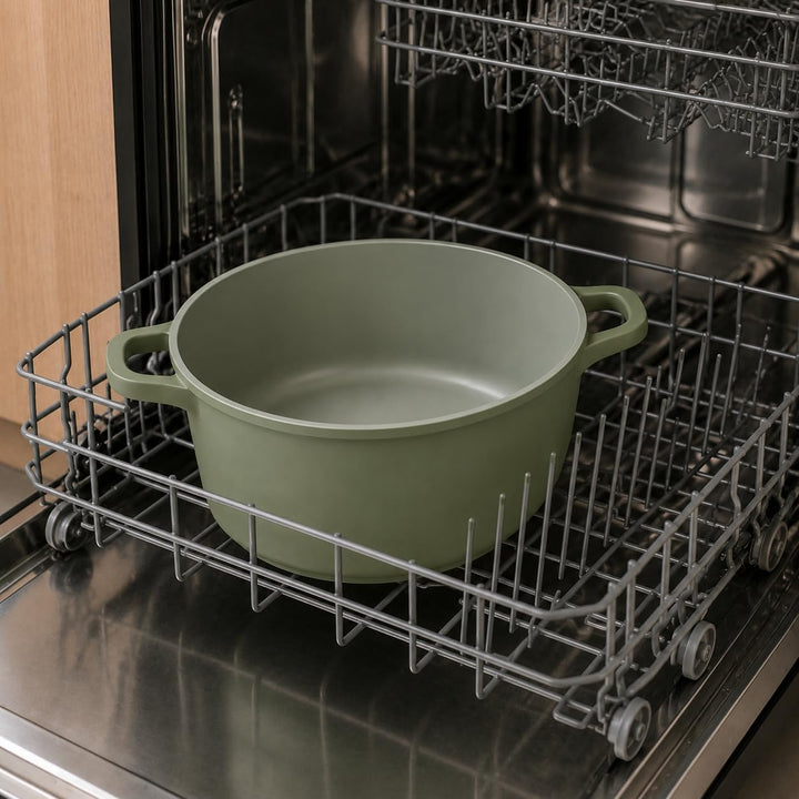 Royal Swiss Kochtopf mit Marmorbeschichtung, Glasdeckel, Induktion, 9,5 l, 32 cm, Grün (Grün, 32 cm)