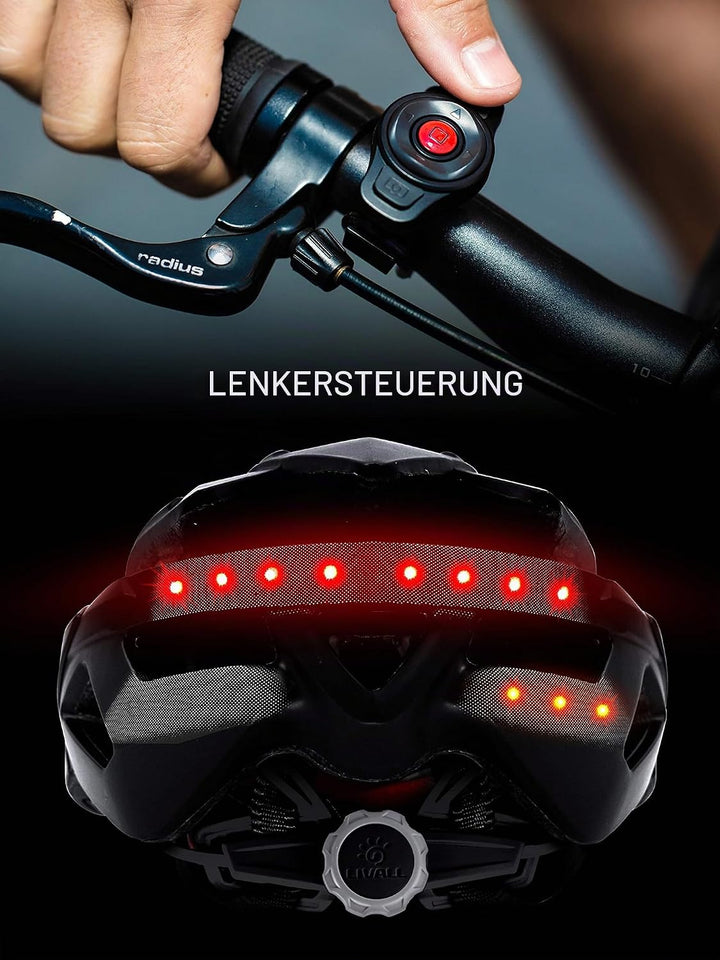 Livall BH60SEPLUS 2018 Smart-Bike-Bluetooth-Helm mit kabelloser Lenkerfernbedienung, Schwarz