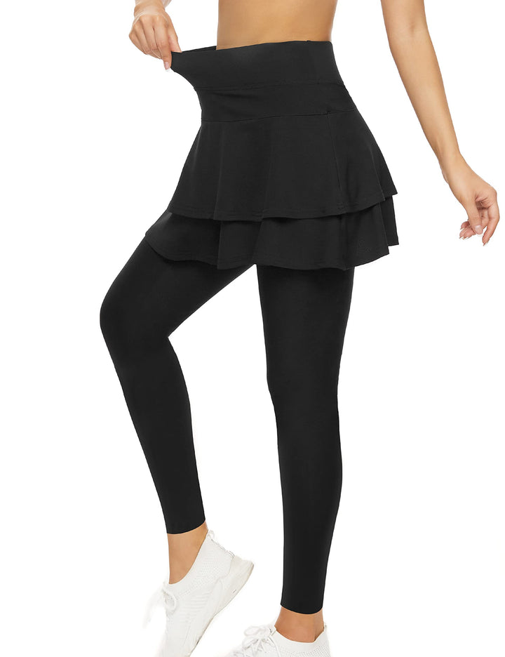 WOWENY Tennisrock Damen Golf Skort Mit Hose, Rock Damen Sommer kurz Sportrock Mit Hose, Faltenrock L