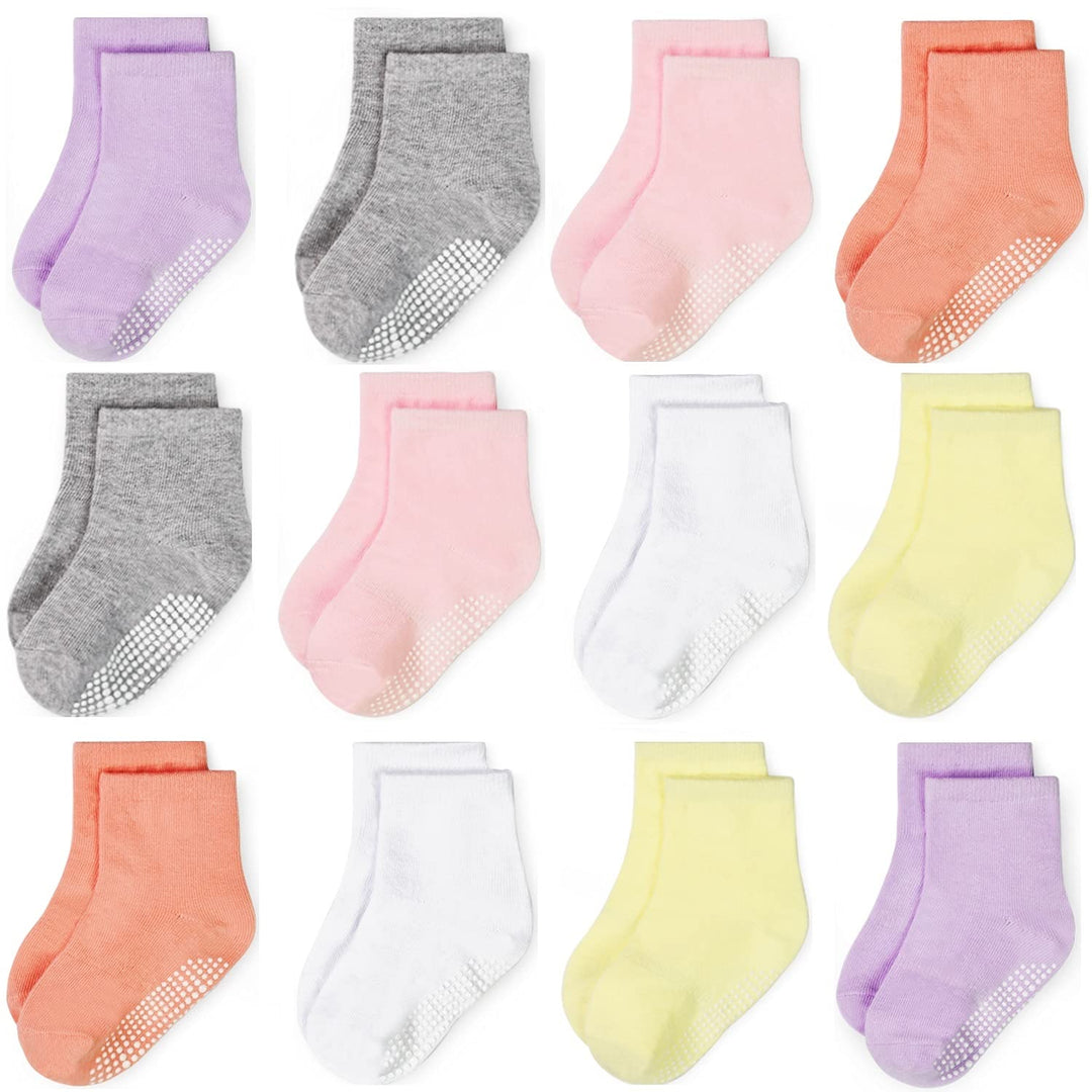 GRPSKCOS Rutschfeste Socken Kinder 12 Paar Stoppersocken Kinder ABS Socken Kinder Antirutschsocken f