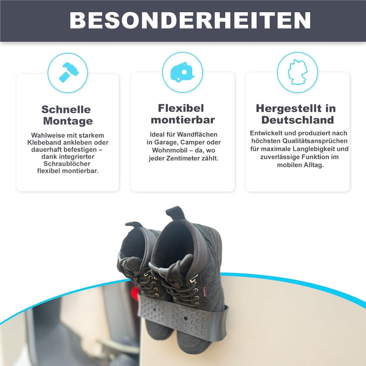 Universal Schuhhalter für Camper, platzsparender Schuhorganizer für Wohnmobile, Garagen oder enge Rä