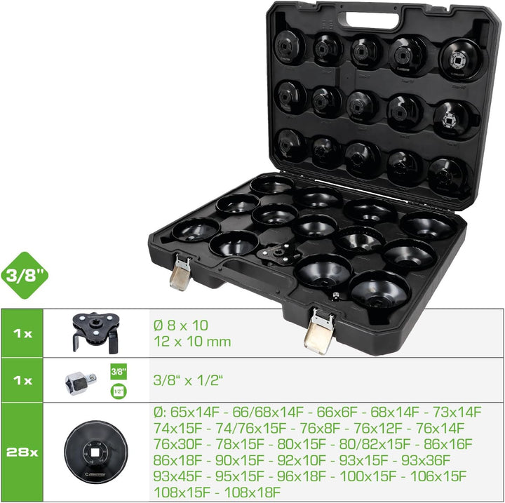 COMPETITION 512.5075 3/8" Ölfilterschlüssel-Satz, 30-tlg (Powered by KS TOOLS)