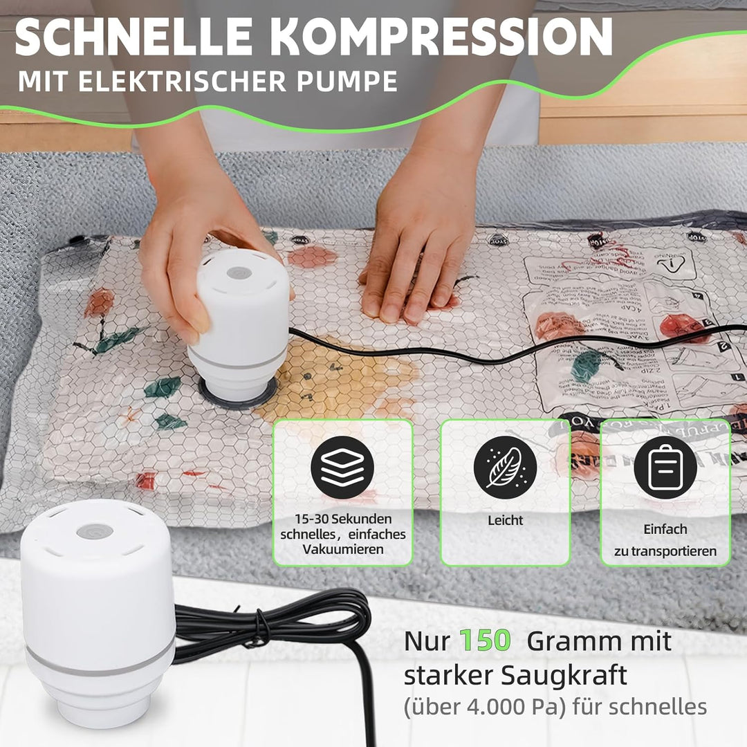 Vakuumbeutel für Kleidung mit Elektrischer Luftpumpe, 9 Stück Vacuum Bags (3x 40x50cm, 3x 40x60cm, 3