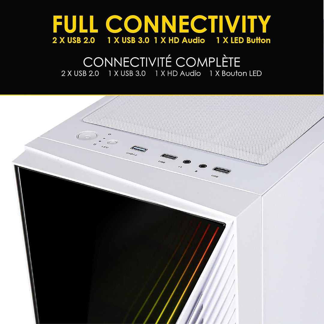 Empire Gaming – PC-Gehäuse Gamer Crystal – ARGB Mittelgrosser Tower ATX, Micro ATX und ITX – 3D-Spie