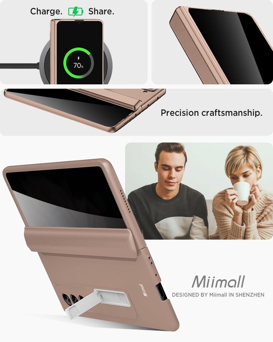 Miimall Kompatibel mit Samsung Galaxy Z Fold 3 Hülle mit Displayschutz Anti-Peeping+Magnetischer Sch