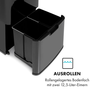 Klarstein Royal Trash Sensor-Mülleimer, 72 L Volumen in 4 Behältern, Restmüll & Recycling-Abfälle: 4