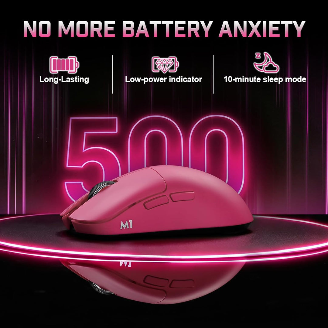 YUNZII M1 Kabellose Gaming-Maus, BT/2.4G Wireless/Wired Ultralight Mouse, PAW3311-Sensor 10000 DPI,