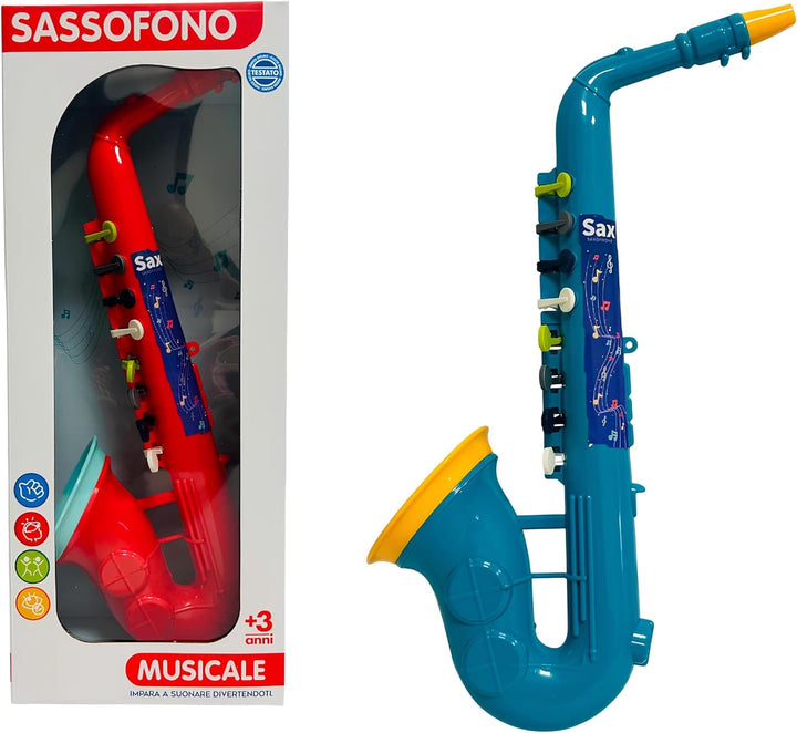 Trompete Spielzeug für Kinder 35 cm mit 4 Tasten Trompete Kunststoff Saxophon Spielzeug Saxophon 35