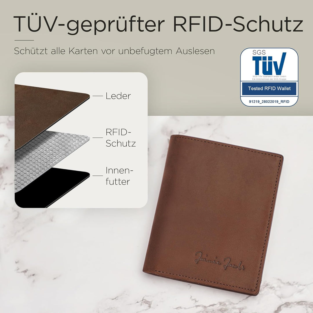Jaimie Jacobs SLIMSTAR Geldbeutel dünne Geldbörse Leder Slim Wallet Hochformat Herren (Büffelleder D
