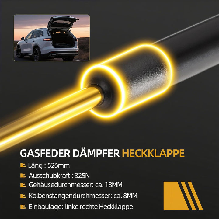 2 Stück Gasfeder Dämpfer Heckklappe Passend für VW Polo 6R 6C 1.2L Schrägheck 2011-2014, für Polo 6R