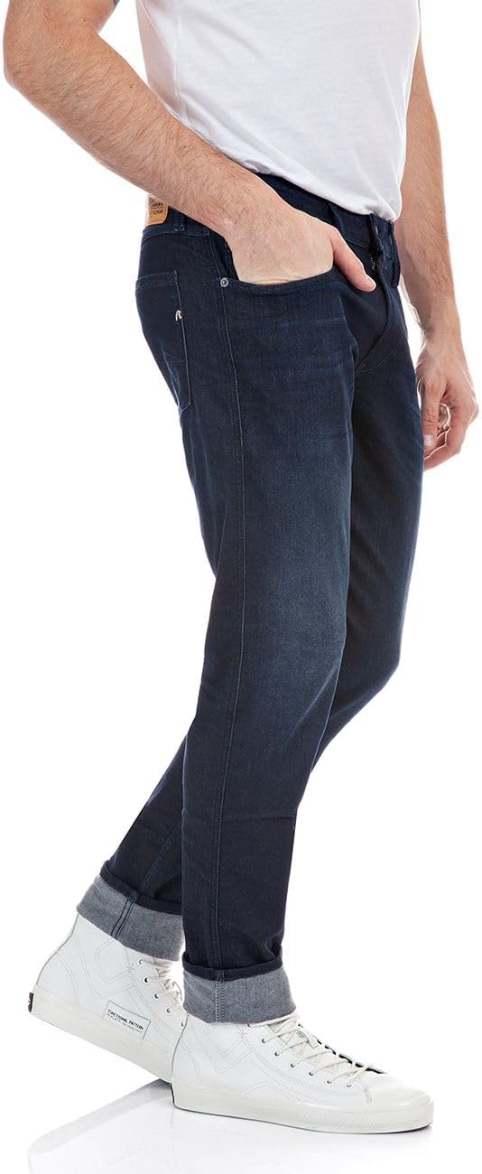 Replay Herren Jeans Anbass Slim-Fit mit Comfort Stretch 30W / 32L Blu (Blu Scuro 781), 30W / 32L Blu
