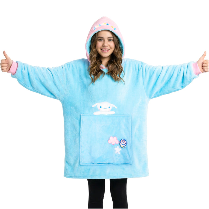 Hello Kitty Sanrio Kapuzenpullover Mädchen Teenager, Oversized Hoodie, Decke mit Ärmeln und Plüschbe