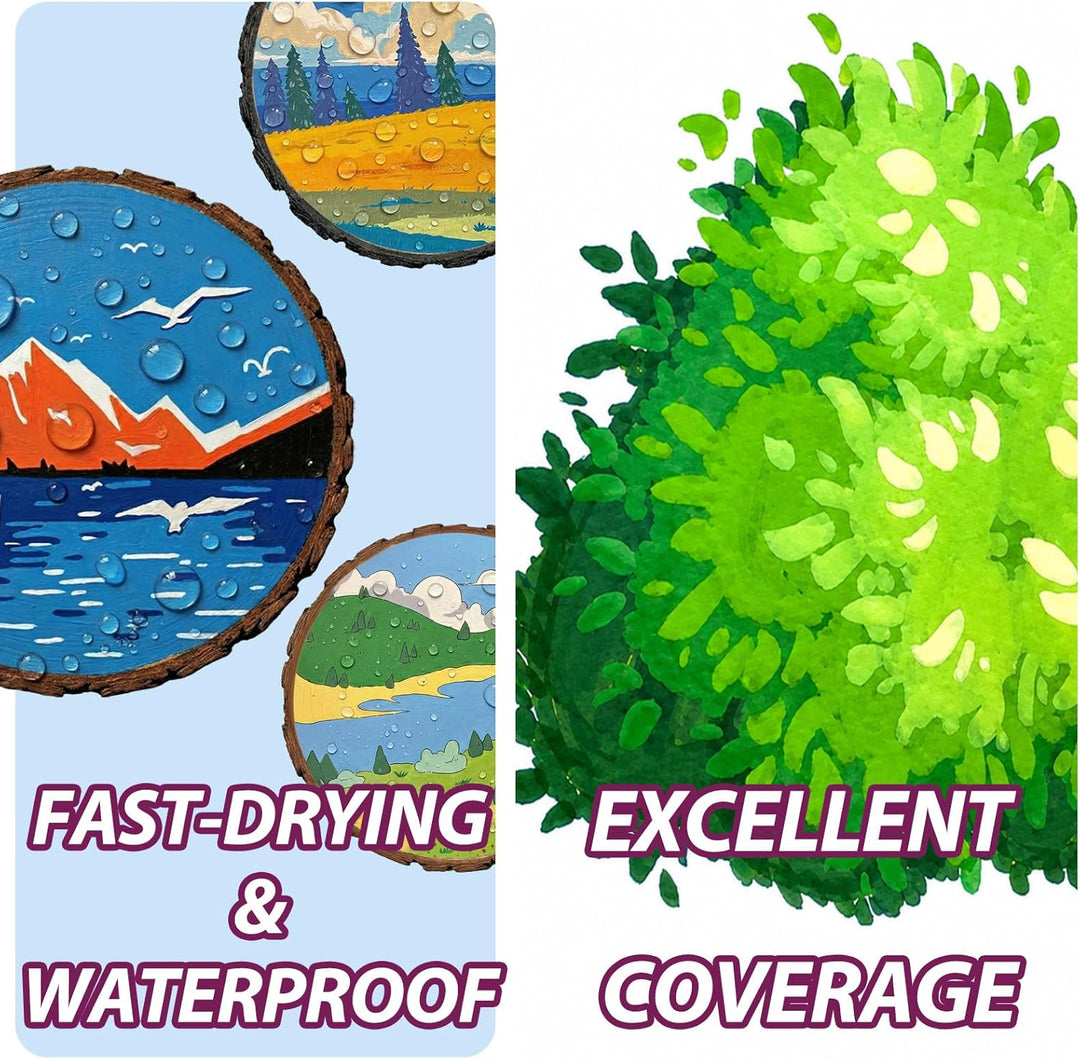 Acrylstifte, 80 Farben, Wasserfest & Schnelltrocknend, 1–6 mm Dual Tip (Feinspitze & Pinselspitze),