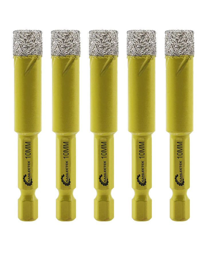 Trocken Diamant Bohrkrone 5 Stücke 10mm Fliesenbohrer mit Schnellwechsel Sechskant Schaft für Marmor