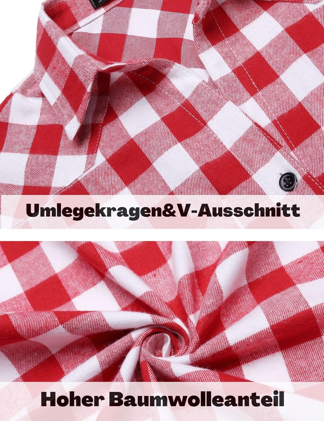 UNibelle Damen Karierte Hemd Langarm Trachtenbluse Oktoberfest Bluse Karo Hemdjacke Baumwolle Hemdbl