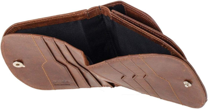 MIKA 42225 - Geldbörse aus Echt Leder, Portemonnaie im halbrund Format, Geldbeutel mit RFID Schutz,