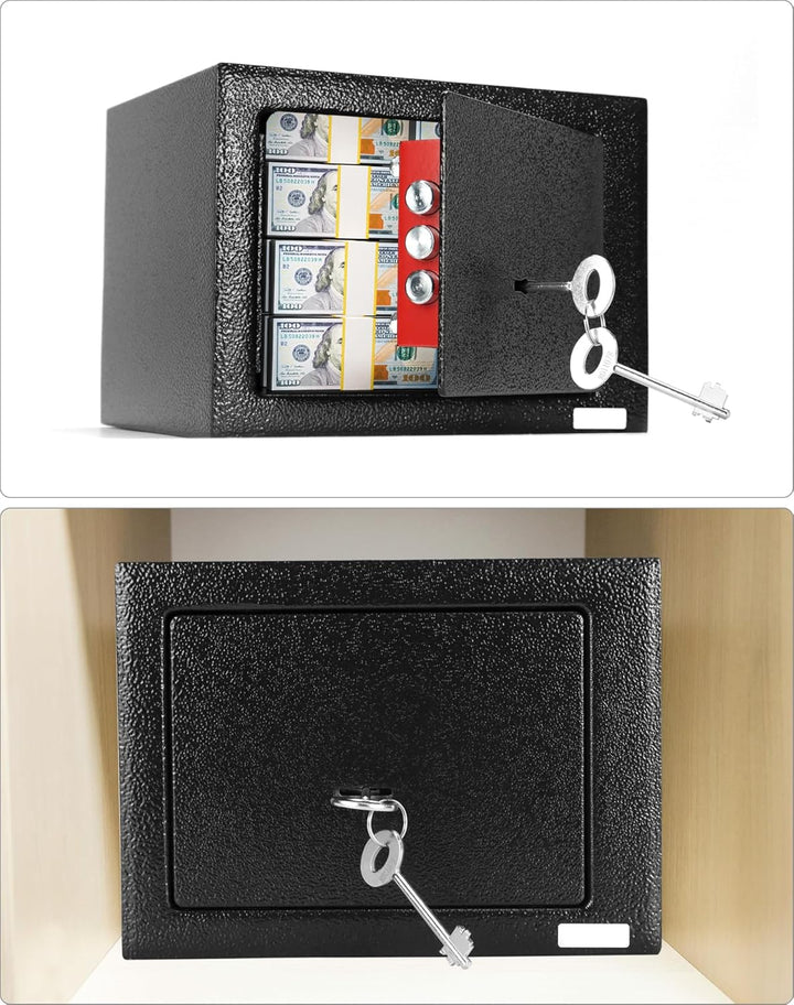 QWORK® Safe Tresor 23 x 17 x 17 cm mit Einwurfschlitz - Triple-Bit Schlüssel Möbeltresor - Hohe Sich