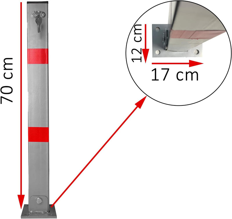 2x TrutzHolm® Absperrpfosten eckig Parkplatzsperre Sperrpfosten klappbar Standfuss Poller Pfosten Si