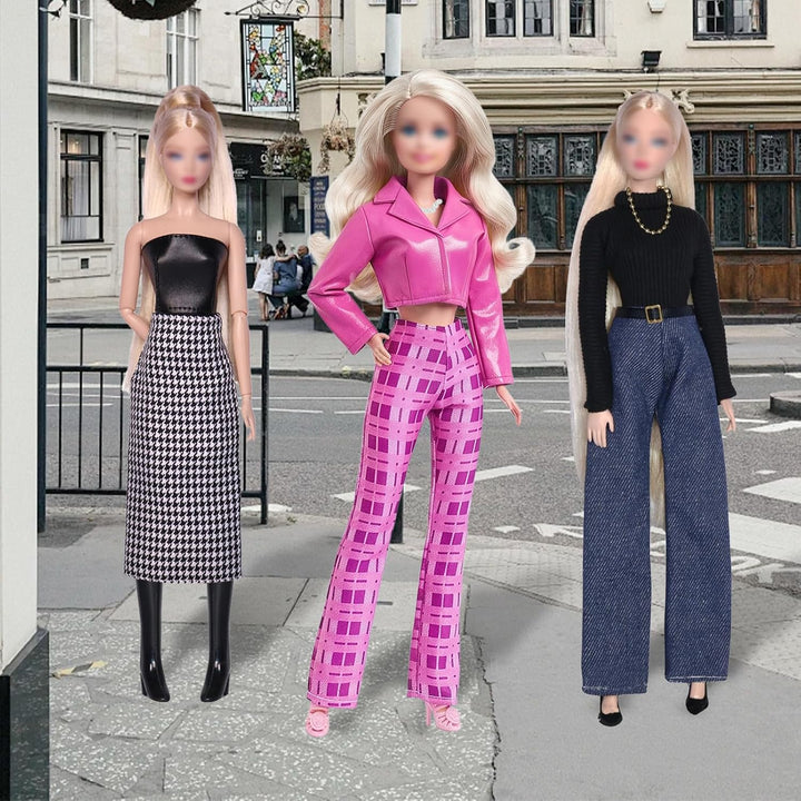 22 Stück Kleidung Kompatibel mit Barbie 11,5 Zoll Puppen Puppenoutfits, Modesets, Preppy-Set, Lederj