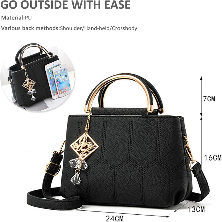 NICOLE & DORIS Handtasche Damen Klein Schultertaschen PU Leder Frauen Umhängetasche Henkeltasche Min
