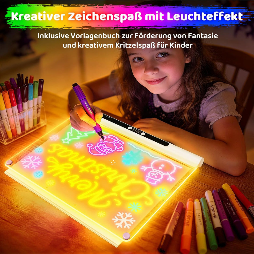 LED-Zeichenbrett Wiederaufladbares 41 cm, 9 Lichtmodi mit Timer, Neon-Trockenlöschtafel mit Ständer,