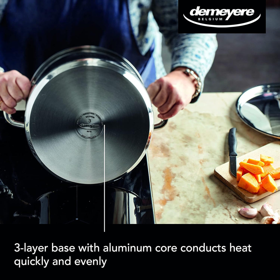 Demeyere Classico 3 Suppentopf fuer Induktion und anderen Herdarten, Topf mit Deckel aus pflegeleich