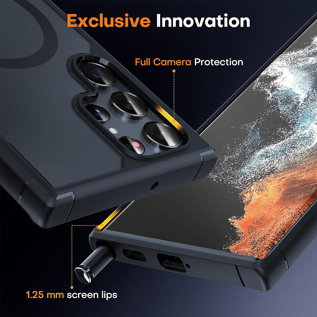 TOCOL 3 in 1 für Samsung Galaxy S22 Ultra Hülle Magnetisch, [Vollständiger Kameraschutz] [Schutz in