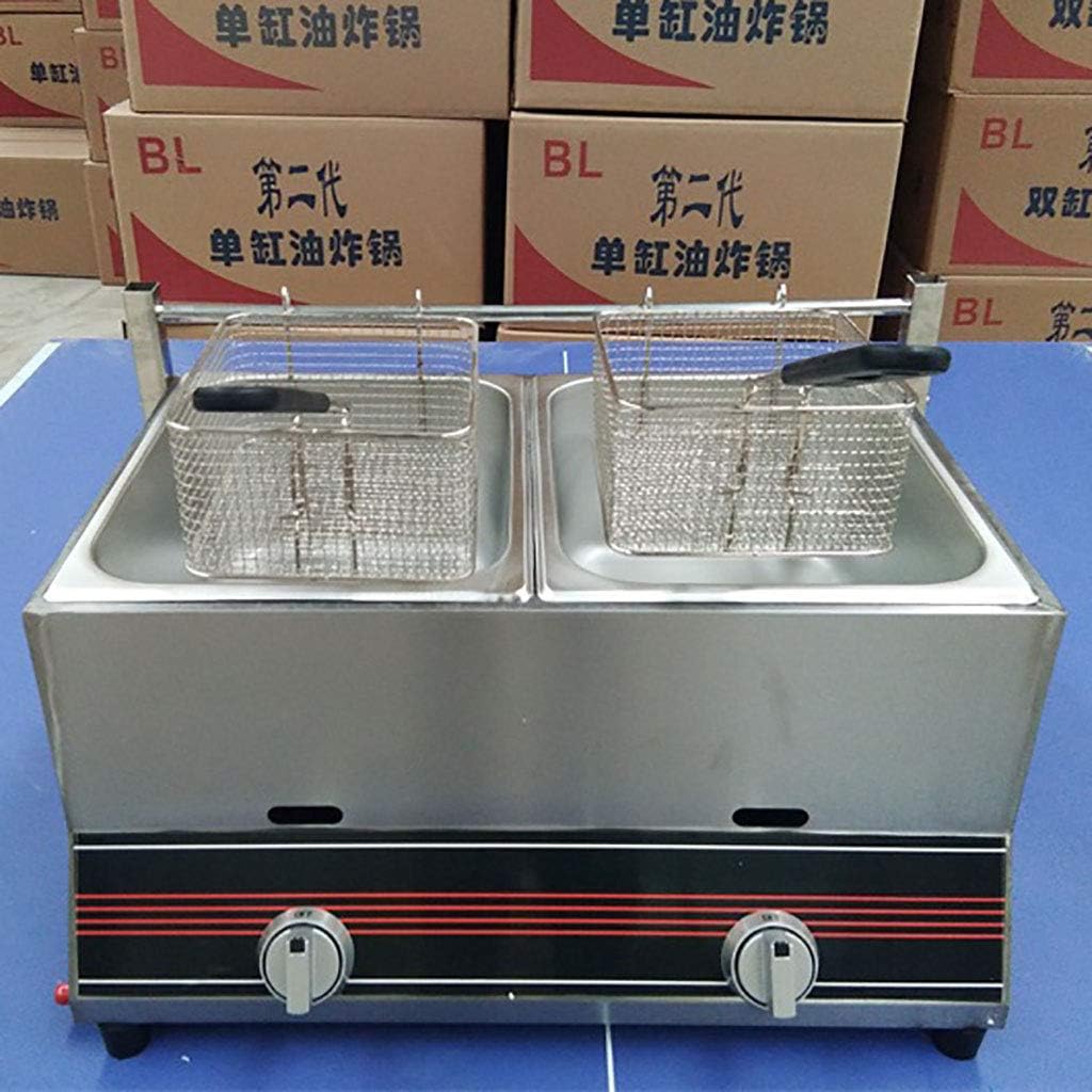 Deep Fryer Gas Fritteuse 22L Doppel-Zylinder-grosse Kapazitäts-Friteuse Edelstahl Material Infrarot-