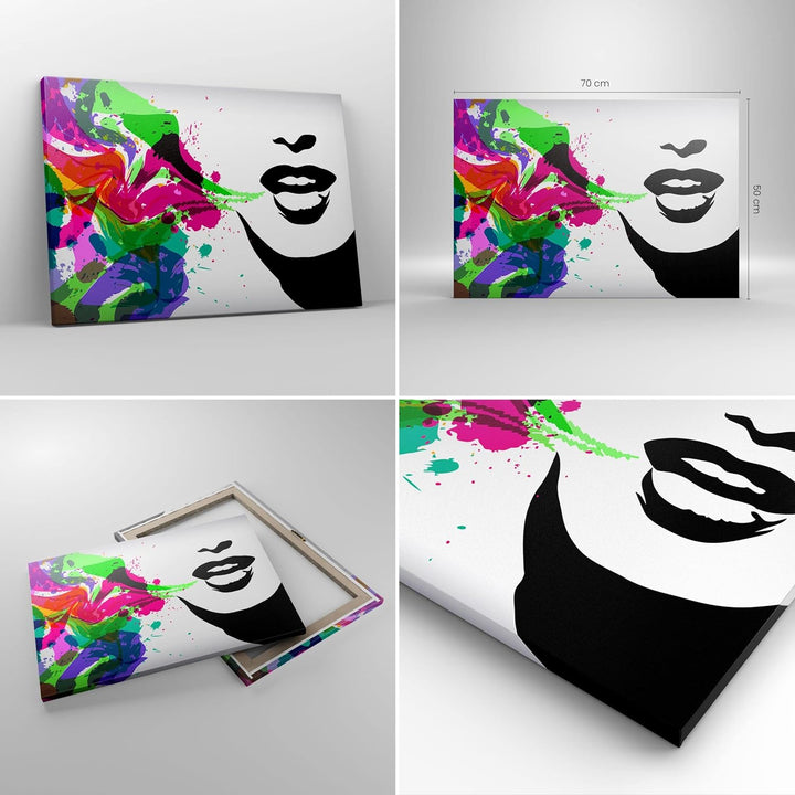 Bilder auf Leinwand Frau Gesicht Lippen Make-up Leinwandbild 70x50cm Wandbilder Dekoration Wohnzimme