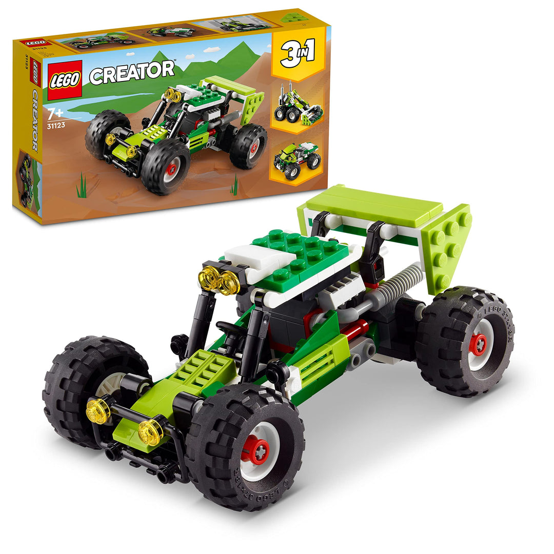 LEGO 31123 Creator 3-in-1 Geländebuggy, Quad, Kompaktlader, Spielzeug-Fahrzeuge für Kinder ab 7 Jahr